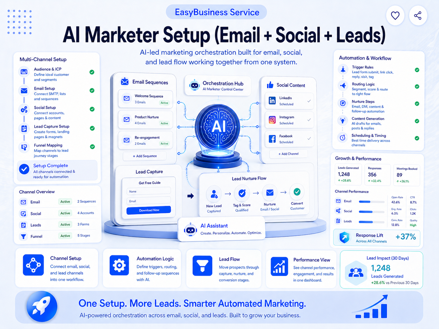 AI Marketer Setup (Email + Social + Leads)